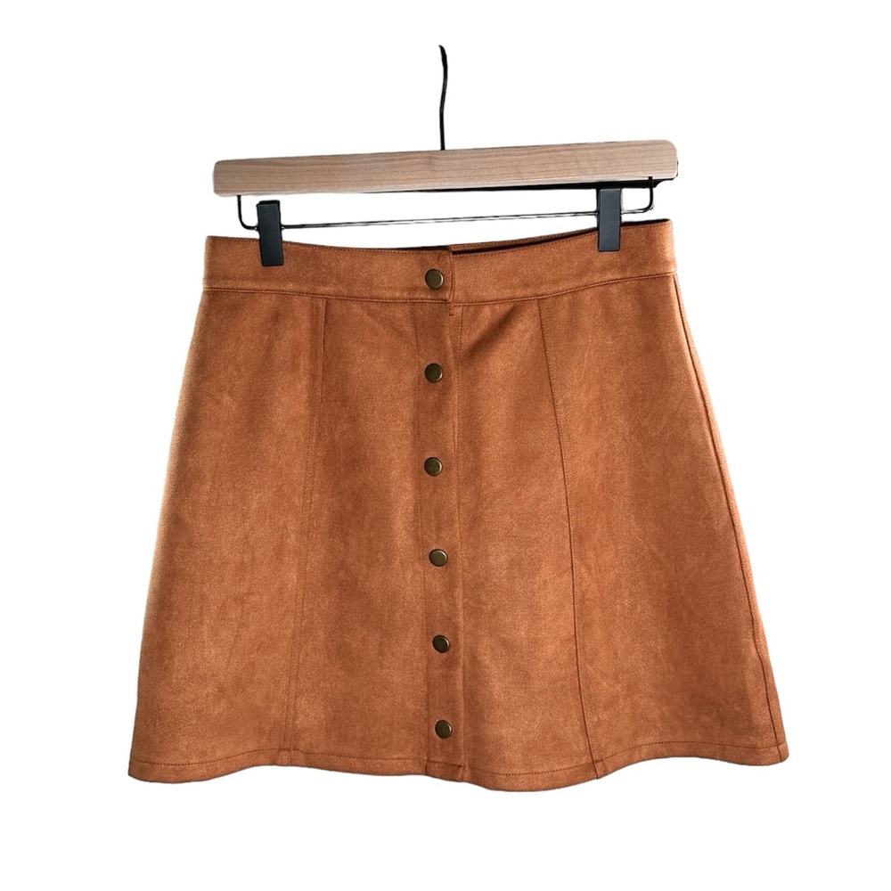 Brown Suede Button Down Skirt SZ S